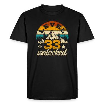 Level 33 unlocked - Gamer - Birthday - Gift - Men's Premium Organic T-Shirt - black - Front - Nico (187cm)