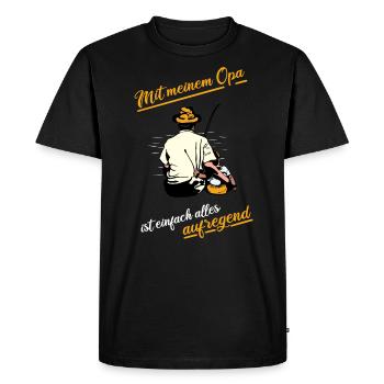 Opa Angeln Enkel Ruhe Aufregend Angler Fischer - Männer Premium Bio T-Shirt - Schwarz - Vorne - Nico (187cm)