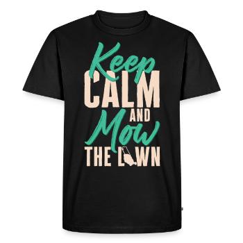 Keep Calm And Mow The Lawn Funny Lawn Mowing - Men's Premium Organic T-Shirt - black - Front - Nico (187cm)