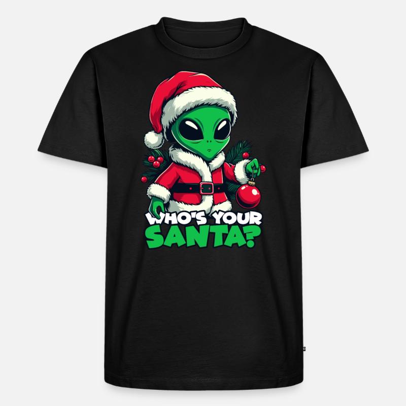 Santa Alien - Männer Premium Bio T-Shirt - Schwarz