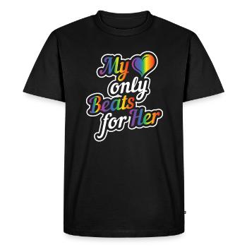 Matching Lesbian Couple Heart ne bat que pour elle - T-shirt Premium bio Homme - noir - Devant - Nico (187cm)