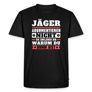 Hunters don't argue - Men's Premium Organic T-Shirt - black - Front - Nico (187cm)