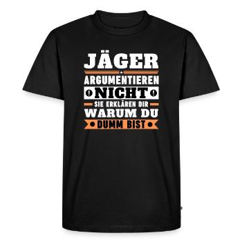 Hunters don't argue - Men's Premium Organic T-Shirt - black - Front - Nico (187cm)