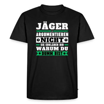 Hunters don't argue - Men's Premium Organic T-Shirt - black - Front - Nico (187cm)