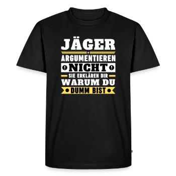 Hunters don't argue - Men's Premium Organic T-Shirt - black - Front - Nico (187cm)