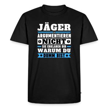 Hunters don't argue - Men's Premium Organic T-Shirt - black - Front - Nico (187cm)