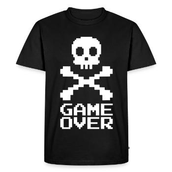 Fin de partie (blanc) - T-shirt Premium bio Homme - noir - Devant - Nico (187cm)