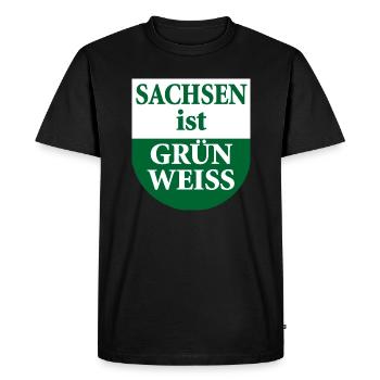 Saxony is green white state flag - Men's Premium Organic T-Shirt - black - Front - Nico (187cm)