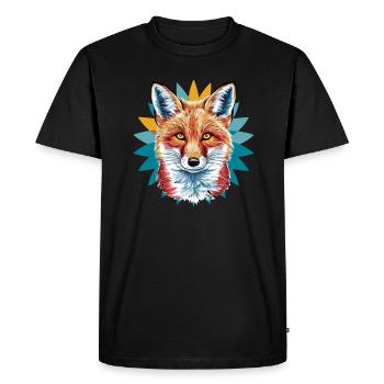 Renard - Illustration - T-shirt Premium bio Homme - noir - Devant - Nico (187cm)