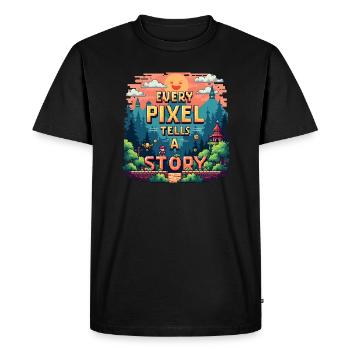 Every Pixel Tells a Story - Retro Gaming - Men's Premium Organic T-Shirt - black - Front - Nico (187cm)