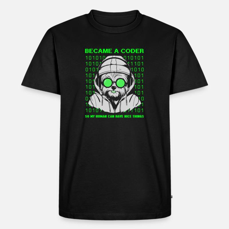 Became a Coder – Cyber Dog Binary - Men's Premium Organic T-Shirt - black