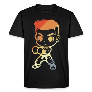 Kickboxer Boy Cartoon - Men's Premium Organic T-Shirt - black - Front - Nico (187cm)