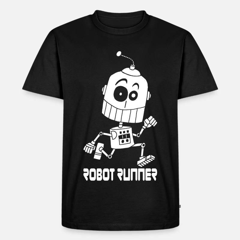 Weißer Laufroboter - Männer Premium Bio T-Shirt - Schwarz