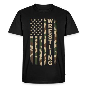 Wrestling USA Flag Camo Patriot Design - Men's Premium Organic T-Shirt - black - Front - Nico (187cm)