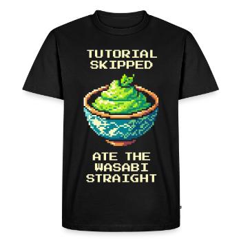 Tutoriel sauté | Wasabi mangé pur - T-shirt Premium bio Homme - noir - Devant - Nico (187cm)