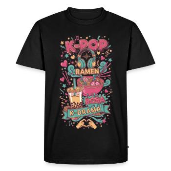 K-Pop RAMEN BOBA K DRAMA Korean Music Vibes - Men's Premium Organic T-Shirt - black - Front - Nico (187cm)
