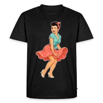 Pin-up Vintage Rockabella – Art rétro des années 50 - T-shirt Premium bio Homme - noir - Devant - Nico (187cm)