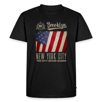 Ville de New York · Brooklyn - T-shirt Premium bio Homme - noir - Devant - Nico (187cm)