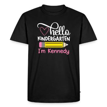 Hello Kindergarten - Men's Premium Organic T-Shirt - black - Front - Nico (187cm)