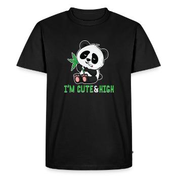Panda cannabis high joke for panda bear fans - Men's Premium Organic T-Shirt - black - Front - Nico (187cm)