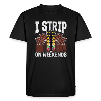 Je me déshabille le week-end | Course de dragsters - T-shirt Premium bio Homme - noir - Devant - Nico (187cm)