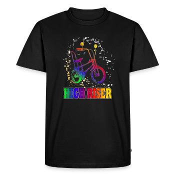 HIGH RISER - Bonanza Wheel - Flower Power - Polo Wheel - Men's Premium Organic T-Shirt - black - Front - Nico (187cm)