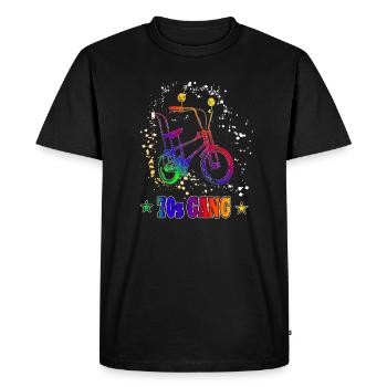 RISER HAUT - Roue Bonanza - Engrenage des années 70 - Flower Power - T-shirt Premium bio Homme - noir - Devant - Nico (187cm)
