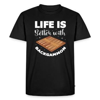 La vie est meilleure avec les jeux de société de backgammon - T-shirt Premium bio Homme - noir - Devant - Nico (187cm)