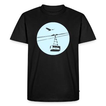 Télécabine / téléphérique avec bleu aigle - T-shirt Premium bio Homme - noir - Devant - Nico (187cm)