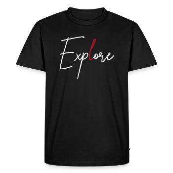 explore - Men's Premium Organic T-Shirt - black - Front - Nico (187cm)