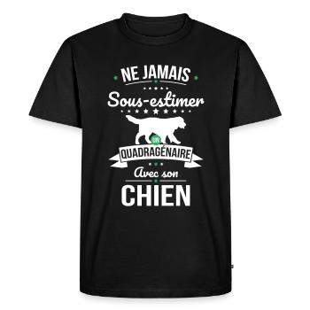 Sous-estimer un quadragénaire avec son chien - T-shirt Premium bio Homme - noir - Devant - Nico (187cm)