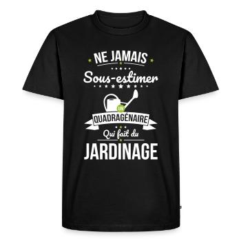 Sous-estimer quadragénaire qui fait du jardinage - T-shirt Premium bio Homme - noir - Devant - Nico (187cm)