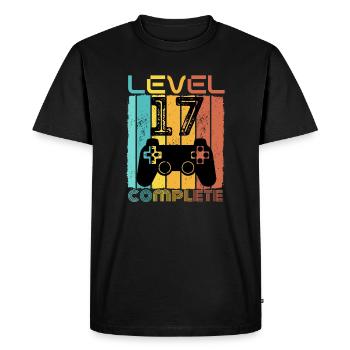 17 ans - 17e anniversaire Niveau 17 Design complet - T-shirt Premium bio Homme - noir - Devant - Nico (187cm)
