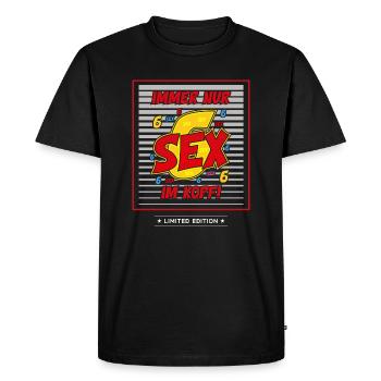 Toujours que du sexe dans la tête - T-shirt Premium bio Homme - noir - Devant - Nico (187cm)
