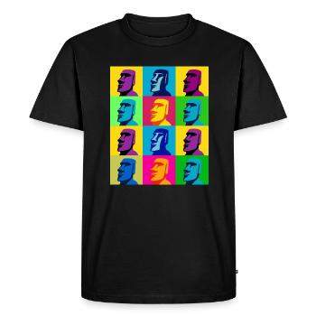 Moai Pop Art Grid pop art, mélange de l’île de Pâques - T-shirt Premium bio Homme - noir - Devant - Nico (187cm)