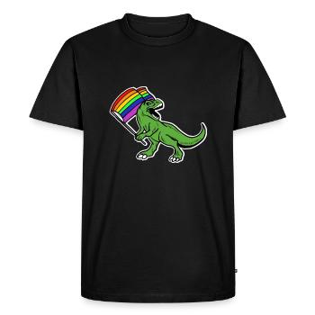 Drôle de T-Rex Gay Pride drapeau des dinosaures Gay - T-shirt Premium bio Homme - noir - Devant - Nico (187cm)