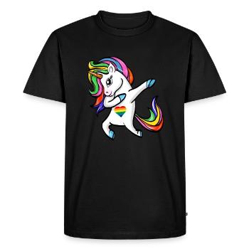 Drôle de Dab Licorne Gay Pride cadeau arc-en-ciel - T-shirt Premium bio Homme - noir - Devant - Nico (187cm)