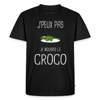 Croco - crocodile -caïman -alligator - T-shirt Premium bio Homme - noir - Devant - Nico (187cm)