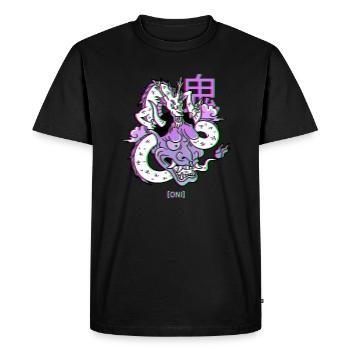 Oni Hannya Vaporwave Aesthetic Dragon Japan démon - T-shirt Premium bio Homme - noir - Devant - Nico (187cm)