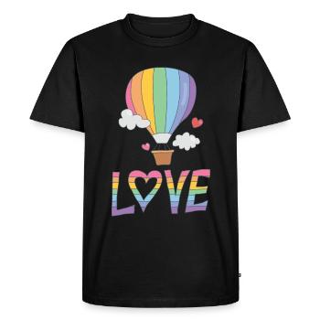 Gay Pride Love Rainbow Hot Air Balloon - Men's Premium Organic T-Shirt - black - Front - Nico (187cm)