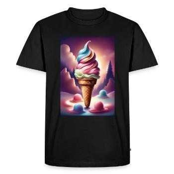 Melting icy cream graphic t-shirt design - Men's Premium Organic T-Shirt - black - Front - Nico (187cm)