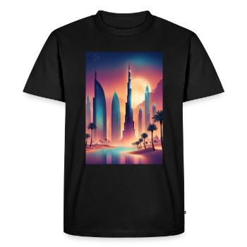 Colorful eastern cityscape - Men's Premium Organic T-Shirt - black - Front - Nico (187cm)