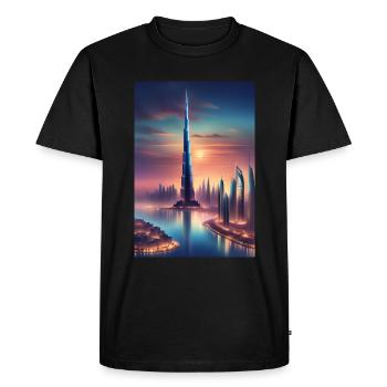 Grand gratte-ciel dans une ville - T-shirt Premium bio Homme - noir - Devant - Nico (187cm)