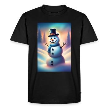Bonhomme de neige hivernal heureux - T-shirt Premium bio Homme - noir - Devant - Nico (187cm)