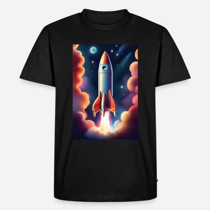 Fusée volant dans l’espace - T-shirt Premium bio Homme - noir