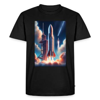 Une conception réaliste de lancement de fusée - T-shirt Premium bio Homme - noir - Devant - Nico (187cm)