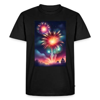 L’étonnant feu d’artifice du Nouvel An - T-shirt Premium bio Homme - noir - Devant - Nico (187cm)