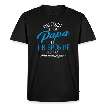 Papa et tir sportif - T-shirt Premium bio Homme - noir - Devant - Nico (187cm)