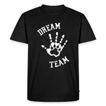 DREAM TEAM chien homme patte main amour cadeau - T-shirt Premium bio Homme - noir - Devant - Nico (187cm)