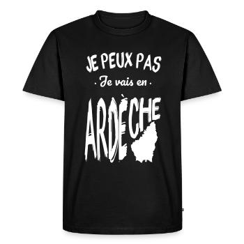 Je peux pas je vais en Ardèche - T-shirt Premium bio Homme - noir - Devant - Nico (187cm)